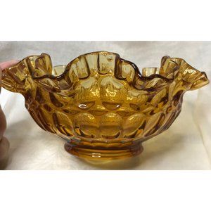 Vintage Amber ruffled-edge bowl